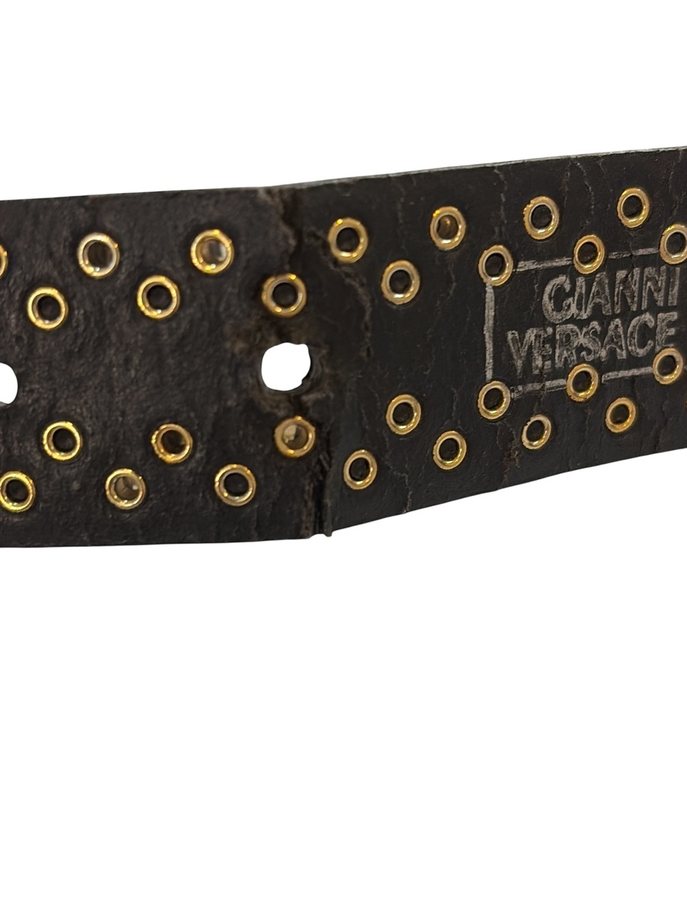 Rare Vintage Gianni Versace Medusa Studded Leather Belt - Picture 12 of 16